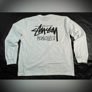 NWT STUSSY Honolulu Mens L Shirt Long Sleeve White